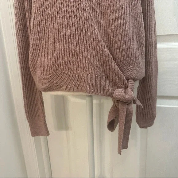 Madewell Crewneck Bow Tie Knit Sweater Mauve XS - Picture 2 of 9
